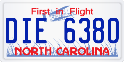NC license plate DIE6380