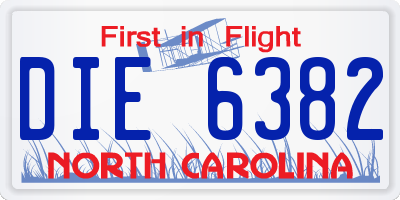 NC license plate DIE6382