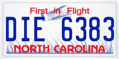 NC license plate DIE6383