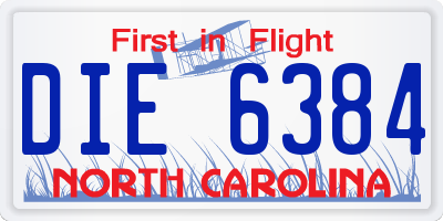 NC license plate DIE6384