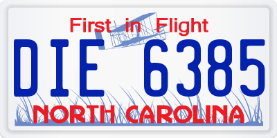 NC license plate DIE6385