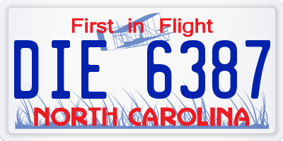 NC license plate DIE6387