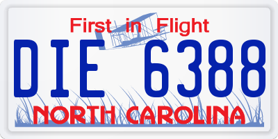 NC license plate DIE6388
