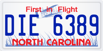 NC license plate DIE6389