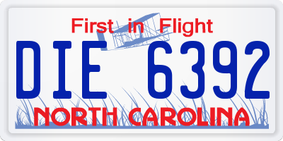 NC license plate DIE6392
