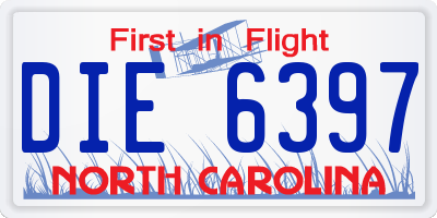 NC license plate DIE6397