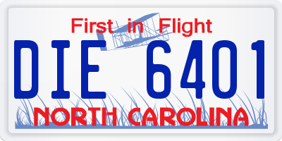 NC license plate DIE6401
