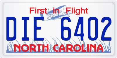 NC license plate DIE6402