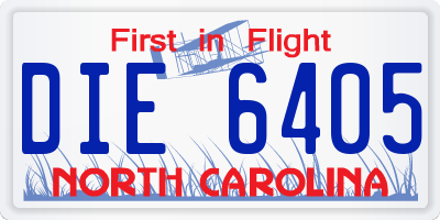 NC license plate DIE6405