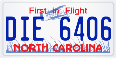 NC license plate DIE6406