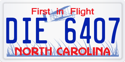 NC license plate DIE6407