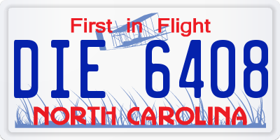 NC license plate DIE6408