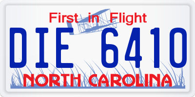 NC license plate DIE6410