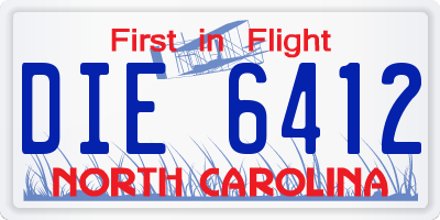 NC license plate DIE6412