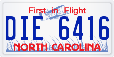 NC license plate DIE6416