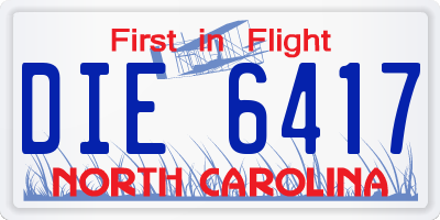 NC license plate DIE6417