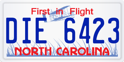 NC license plate DIE6423