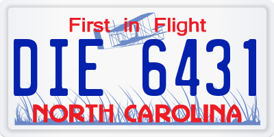 NC license plate DIE6431