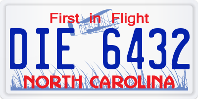 NC license plate DIE6432