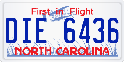 NC license plate DIE6436