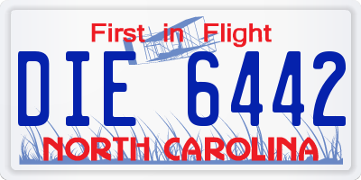 NC license plate DIE6442