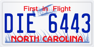 NC license plate DIE6443