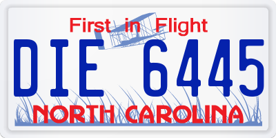 NC license plate DIE6445