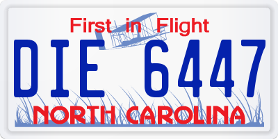 NC license plate DIE6447