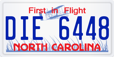 NC license plate DIE6448