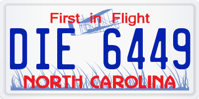NC license plate DIE6449