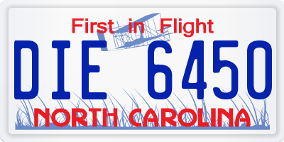 NC license plate DIE6450
