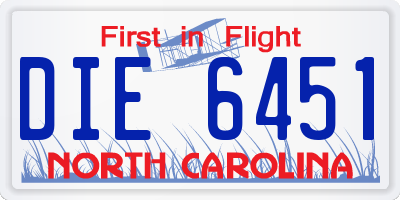NC license plate DIE6451