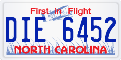 NC license plate DIE6452