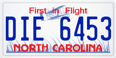 NC license plate DIE6453