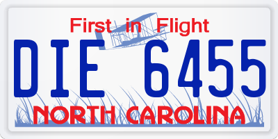 NC license plate DIE6455