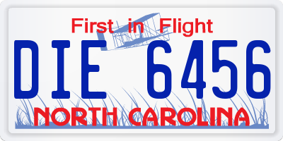 NC license plate DIE6456