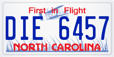 NC license plate DIE6457