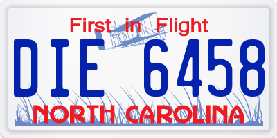 NC license plate DIE6458