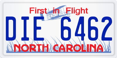 NC license plate DIE6462