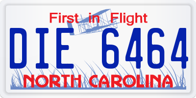 NC license plate DIE6464