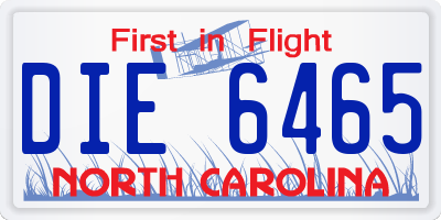 NC license plate DIE6465