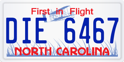 NC license plate DIE6467