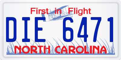 NC license plate DIE6471