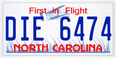 NC license plate DIE6474