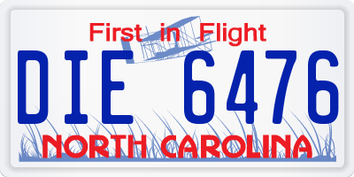 NC license plate DIE6476