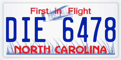 NC license plate DIE6478