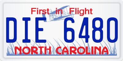NC license plate DIE6480