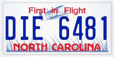 NC license plate DIE6481