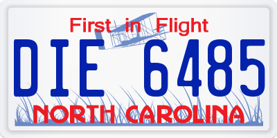 NC license plate DIE6485
