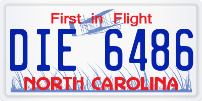 NC license plate DIE6486